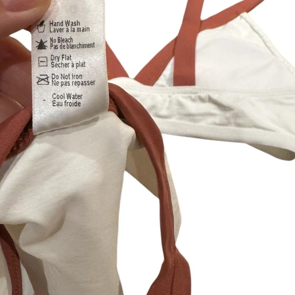 L*Space‎ Bikini Set Large Women's White Rust Farrah/ Charlie Swimwear Beach USA